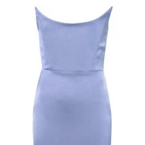 Alex Perry Periwinkle Satin Crepe Curved Strapless Dress